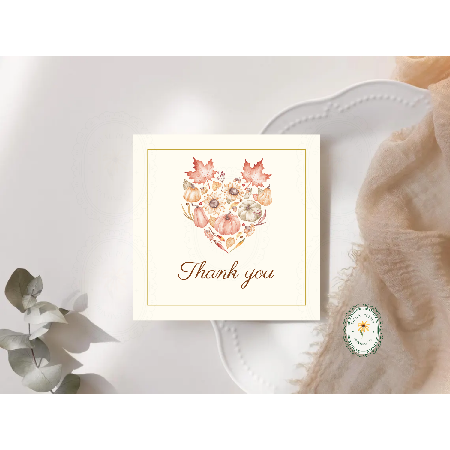 Fall Leaves Thank You Card Template | Editable Canva Digital Download