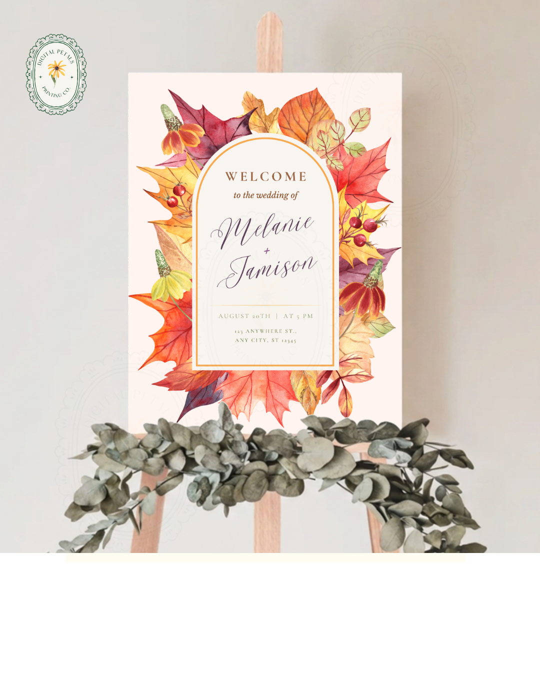 Fall Wedding Welcome Sign Printable | Autumn Harvest Wildflower Boho Wedding Decor | Digital Download