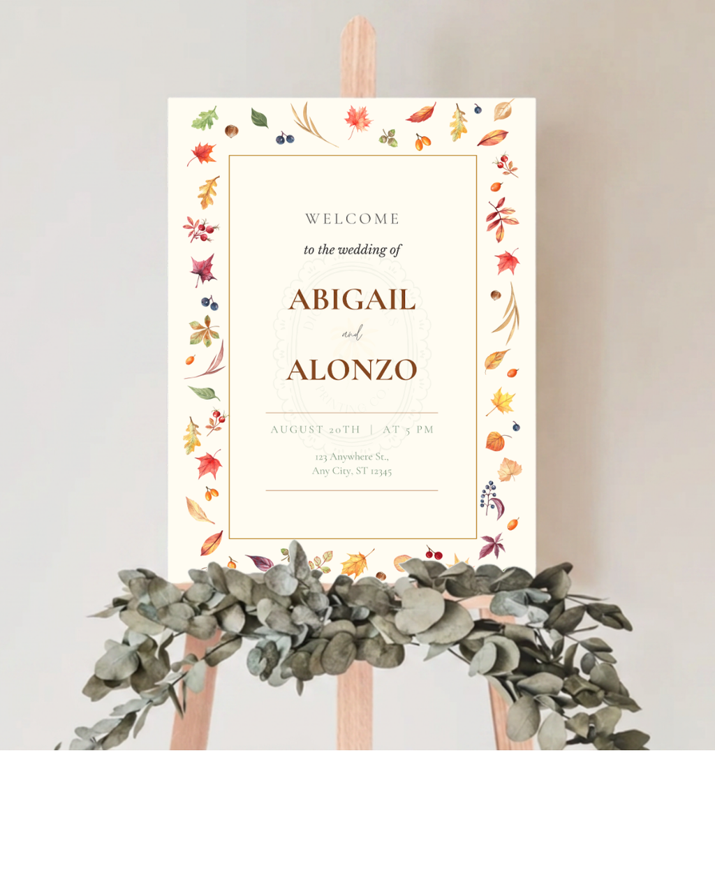 Fall Leaves Wedding Welcome Sign Template | Terracotta & Cream | Digital Download