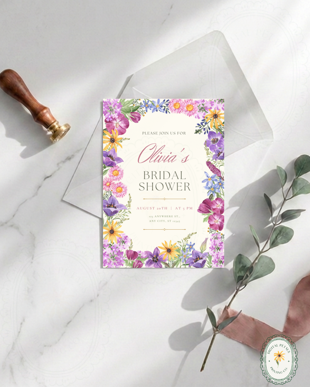 Boho Wildflower Bridal Shower Invitation | Printable Floral Invite | Digital Download