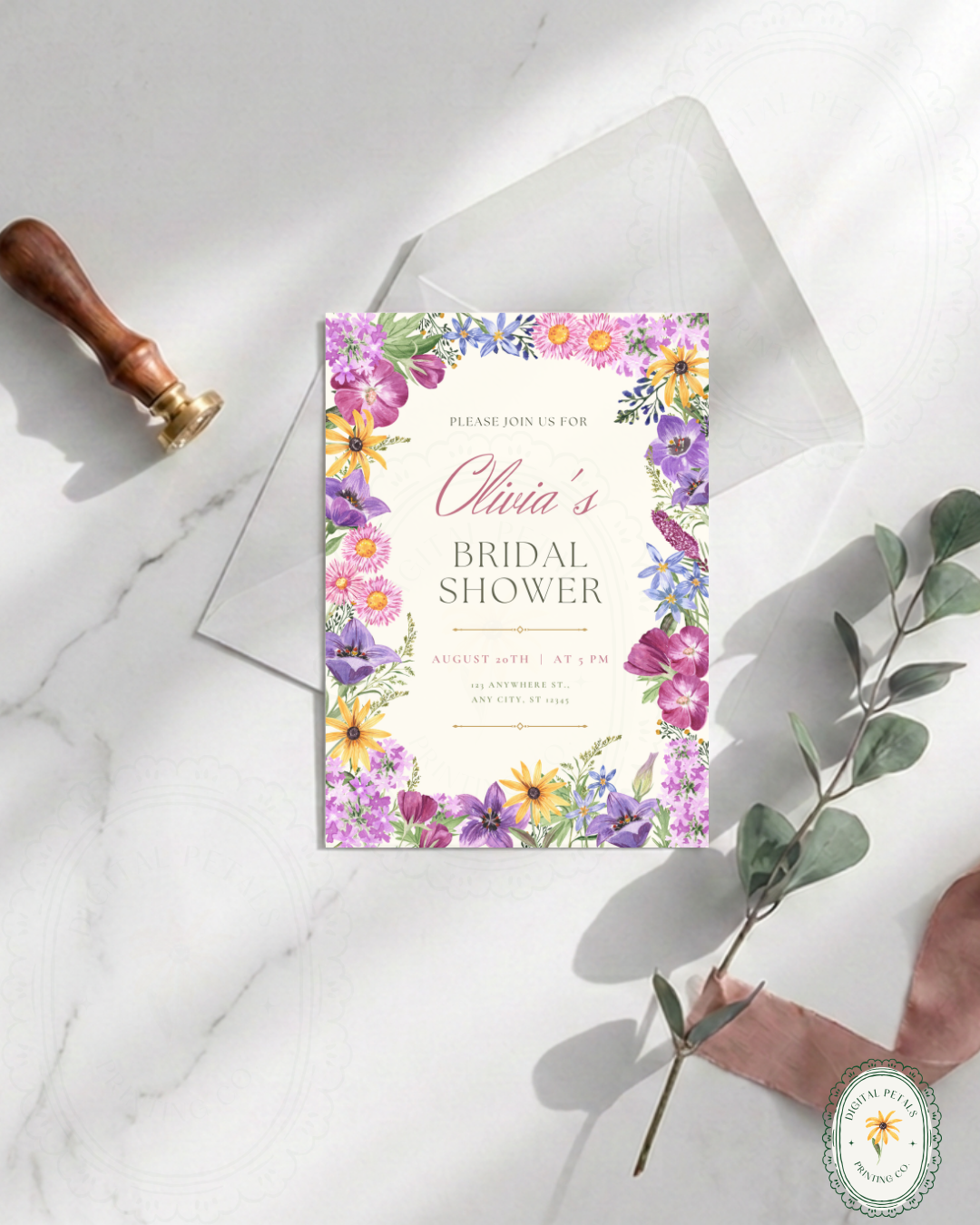Boho Wildflower Bridal Shower Invitation | Printable Floral Invite | Digital Download