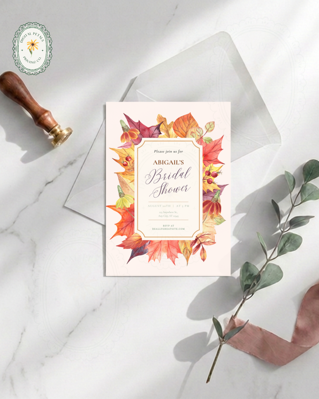 Bridal Shower Invitation Printable | Autumn Harvest Wildflower Boho Bridal Invite | Digital Download