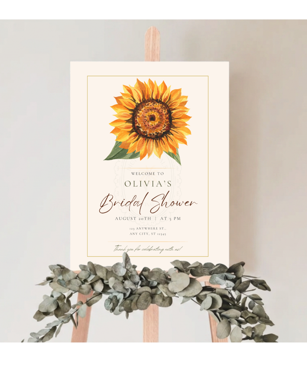 Terracotta & Rust Sunflower Bridal Shower Welcome Sign | Editable Canva Template | Digital Download