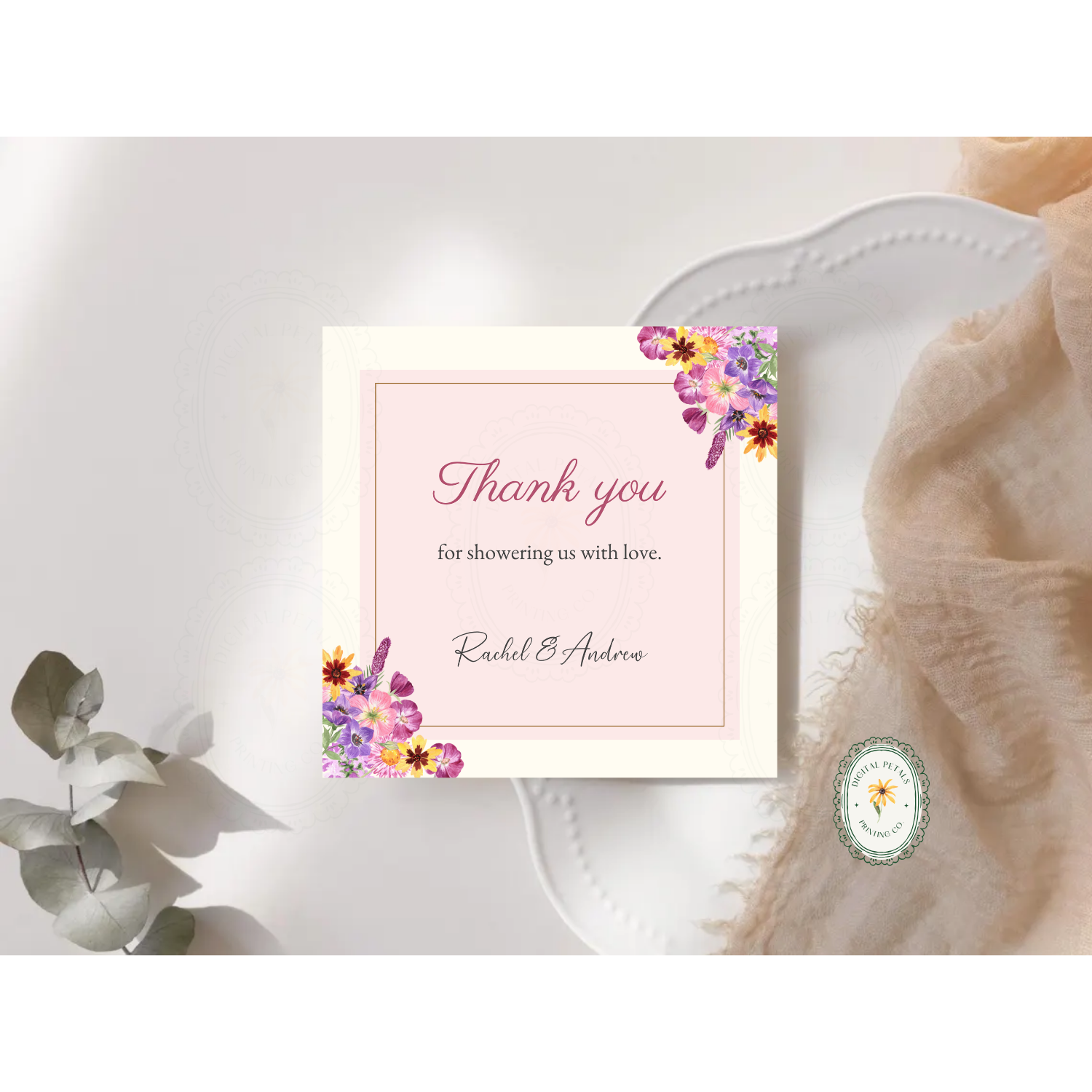 Spring Boho Thank You Card Template | Editable Canva Digital Download