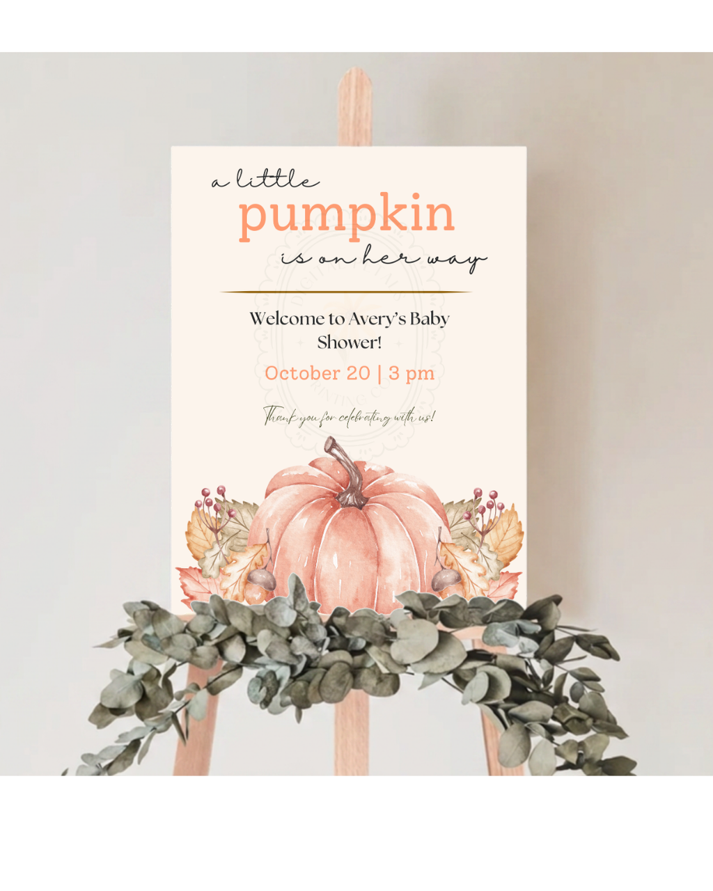 Terracotta & Rust Fall Pumpkin Baby Shower Welcome Sign | Editable Canva Template | Digital Download