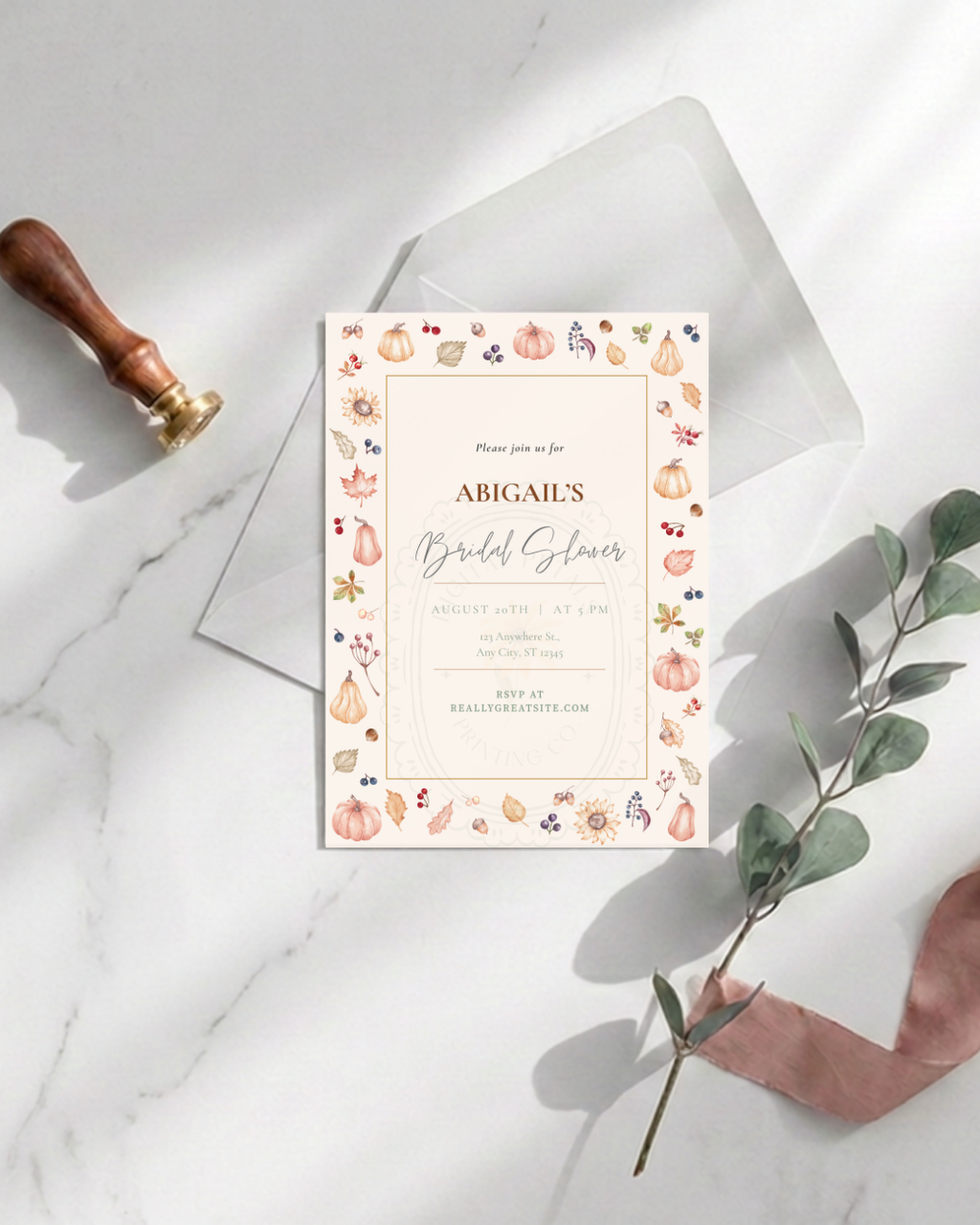 Autumn Harvest Wildflowers Bridal Shower Invitation Template | Editable Canva Digital Download