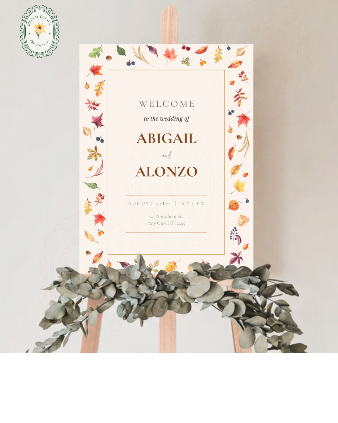 Fall Leaves Wedding Welcome Sign Template | Terracotta & Cream | Digital Download