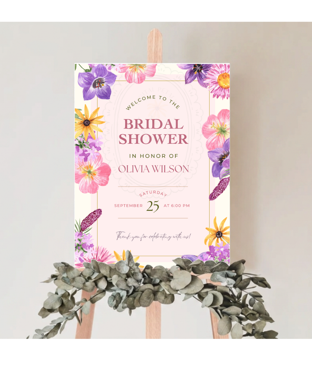 Wildflower Cottagecore Bridal Shower Welcome Sign | Editable Canva Template, Floral Botanical Spring