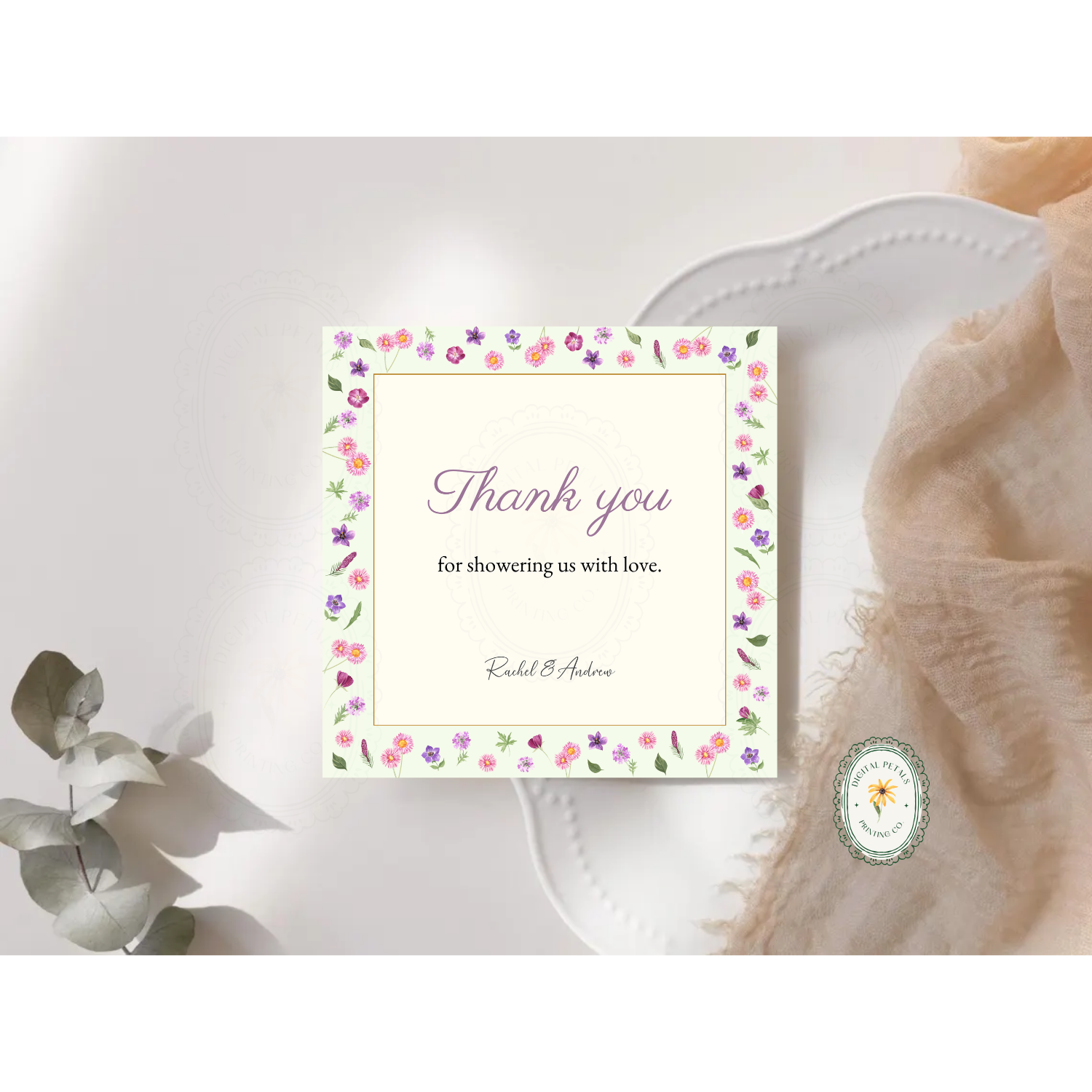 Spring Garden Wildflower Thank You Card Template | Editable Canva Digital Download