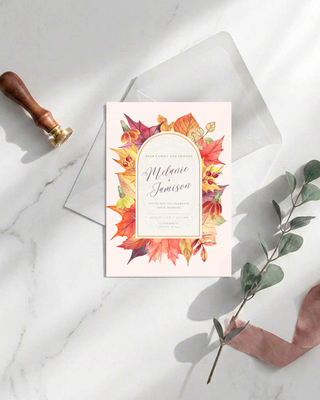 Fall Wedding Invitation Printable | Autumn Harvest Wildflower Boho Wedding Invite | Digital Download