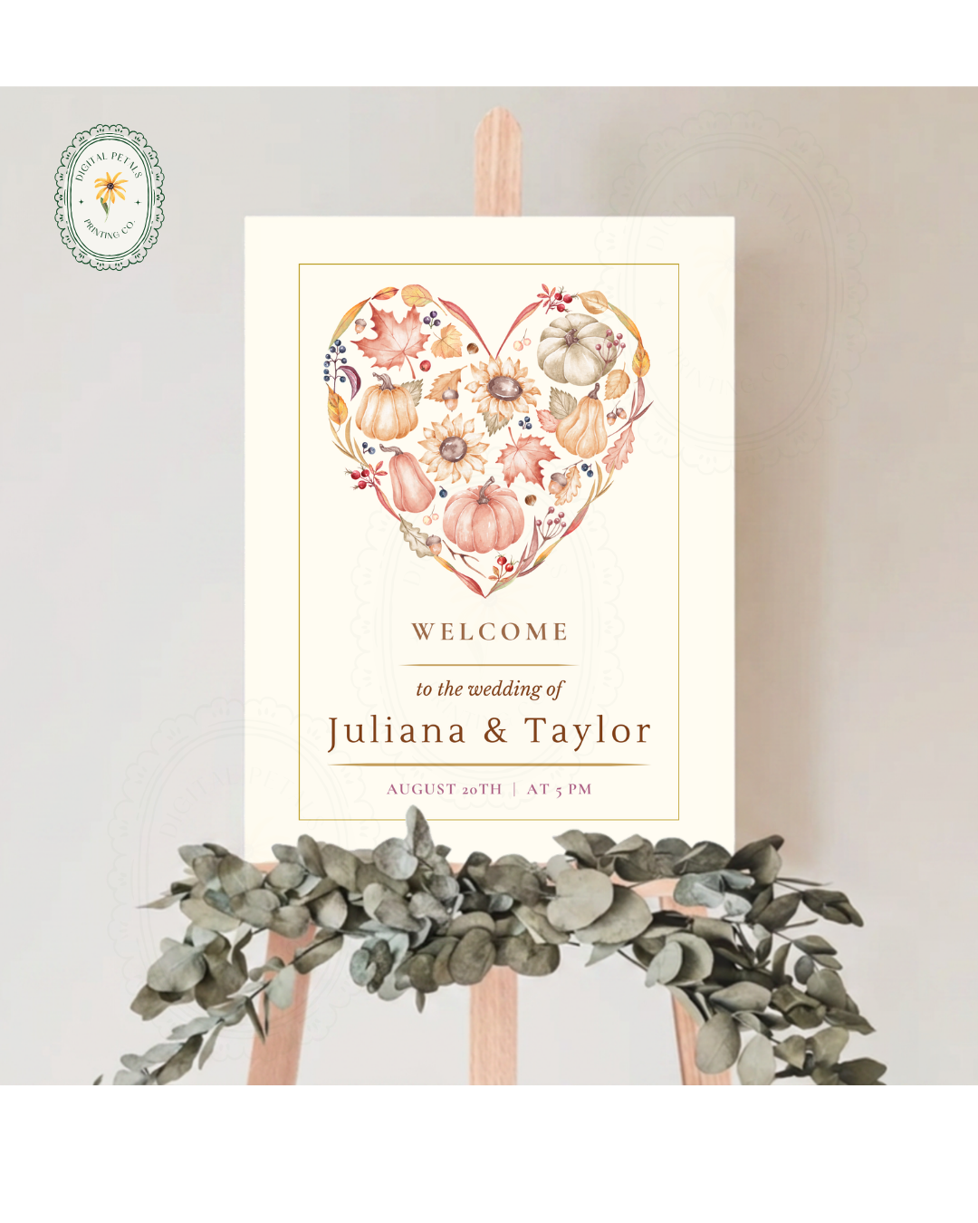 Terracotta & Rust Autumn Heart Wedding Welcome Sign | Editable Canva Template | Digital Download