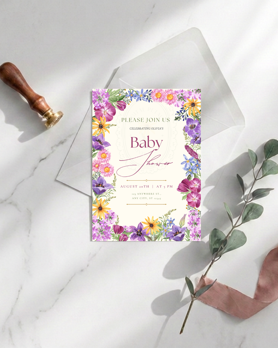 Boho Wildflower Baby Shower Invitation | Printable Floral Invite | Digital Download