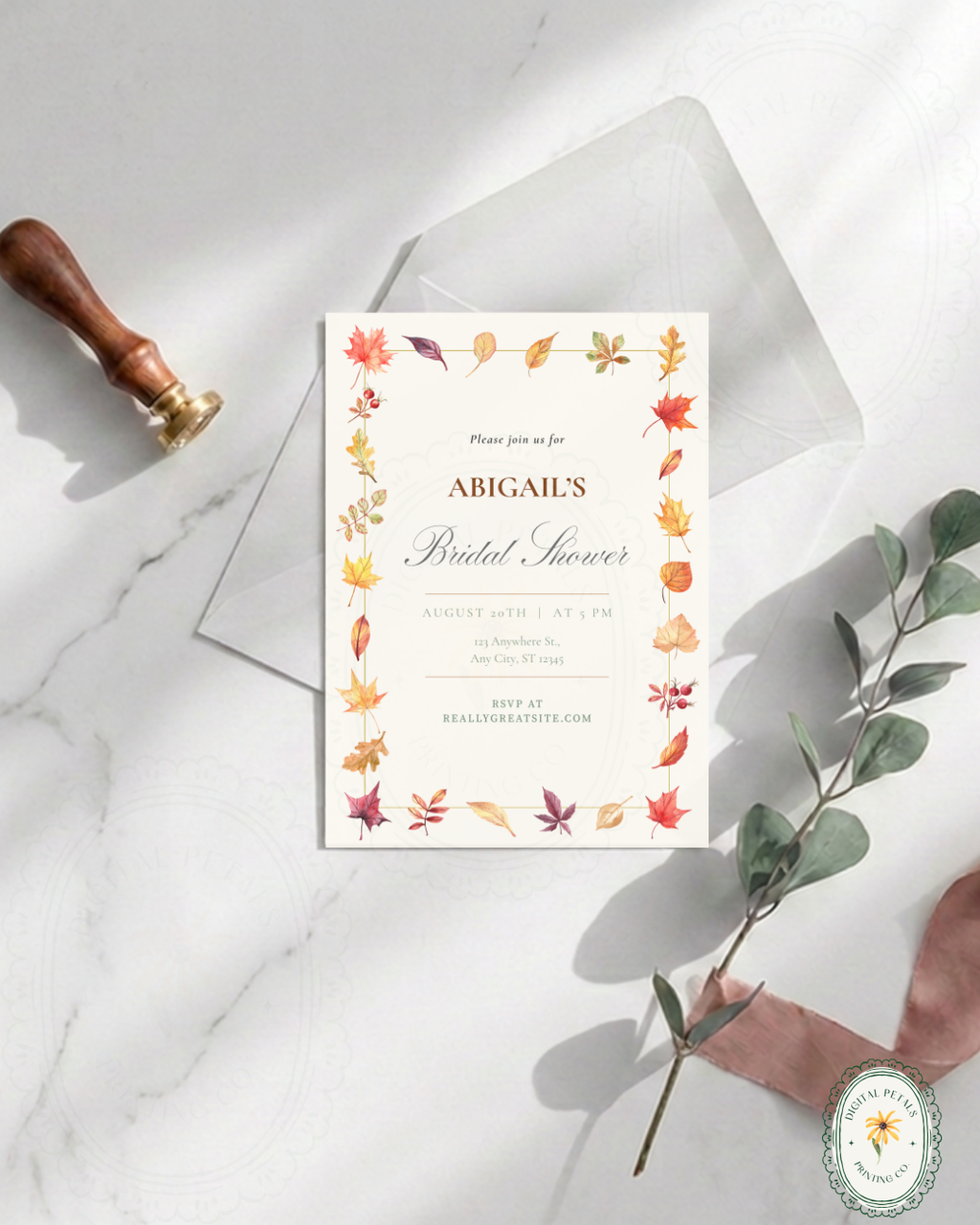Bridal Shower Invitation Printable | Autumn Wildflower Boho Bridal Invite | Digital Download
