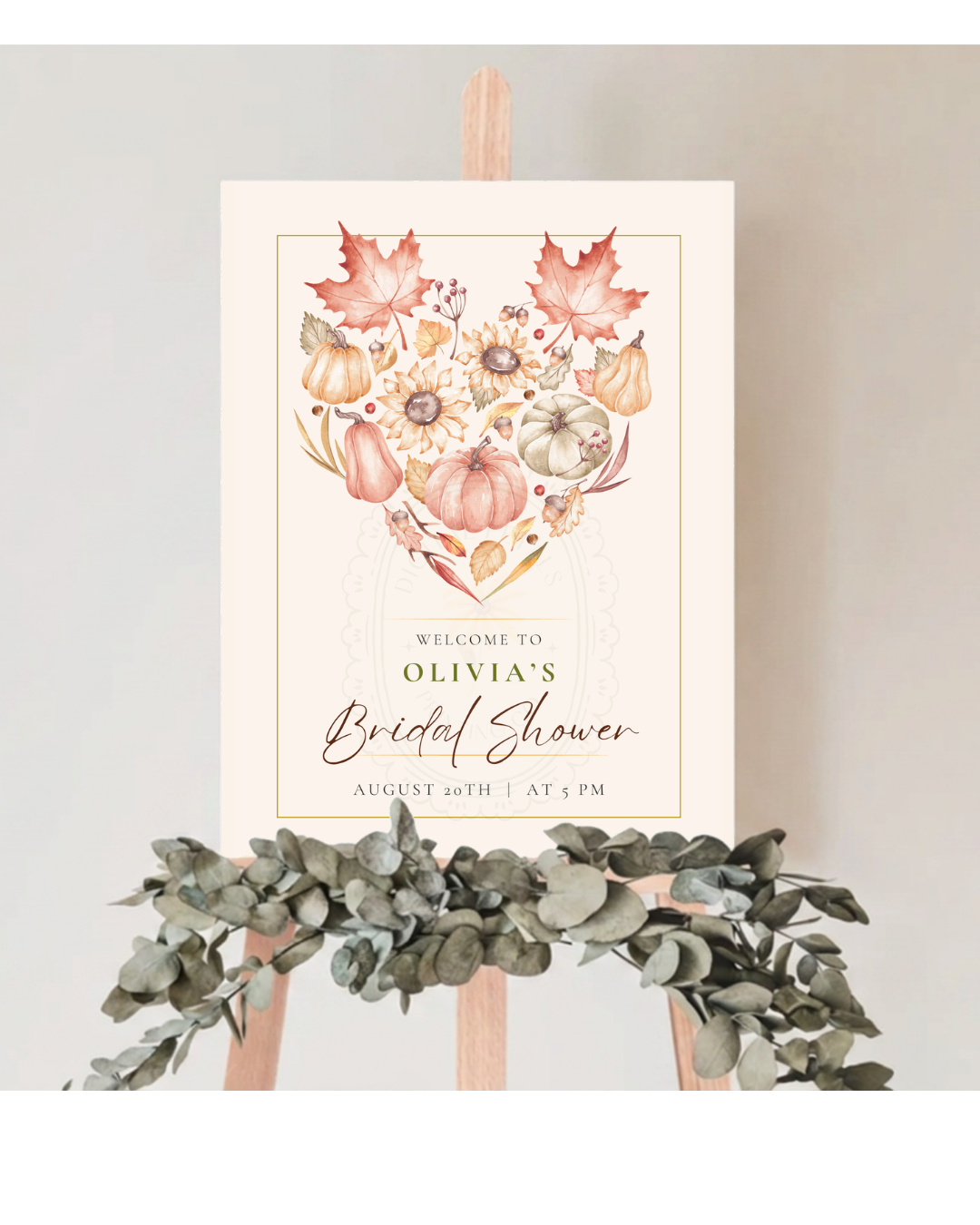 Burgundy Fall Leaves Watercolor Bridal Shower Welcome Sign Template | Editable Digital Download
