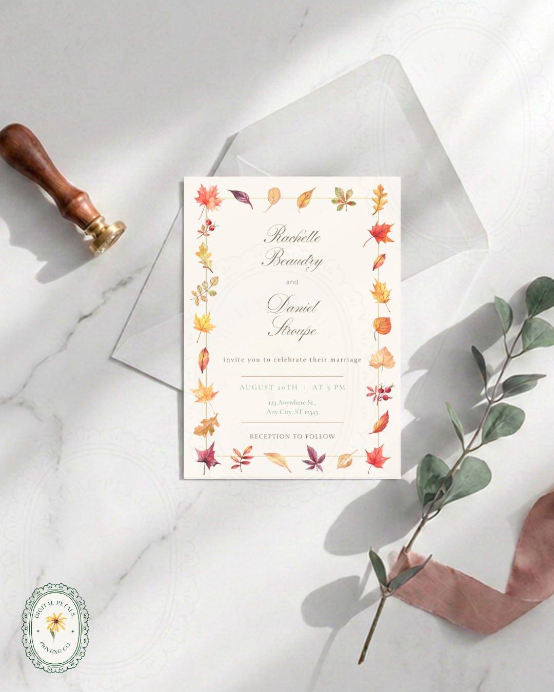 Fall Wedding Invitation Printable | Autumn Wildflower Boho Wedding Invite | Digital Download