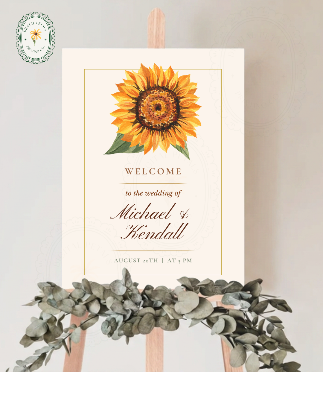 Terracotta & Rust Sunflower Wedding Welcome Sign | Editable Canva Template | Instant Digital Download