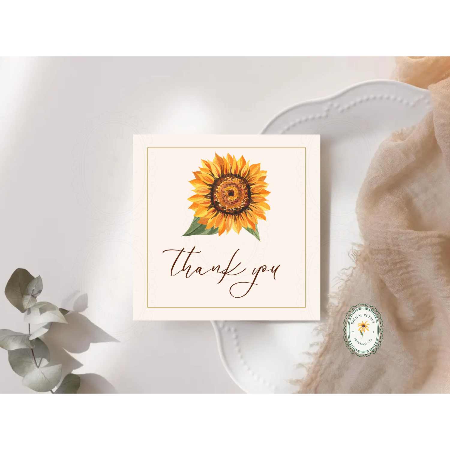 Terracotta Sunflower Thank You Card Template | Editable Canva Digital Download