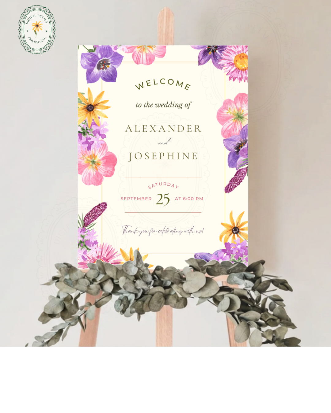 Wildflower Cottagecore Wedding Welcome Sign | Editable Canva Template, Floral Botanical Spring