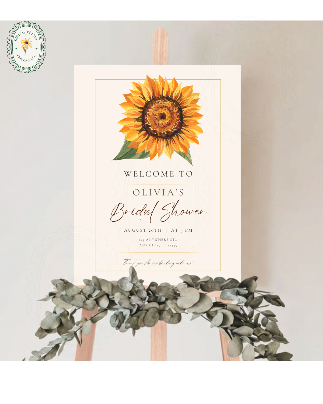 Terracotta & Rust Sunflower Bridal Shower Welcome Sign | Editable Canva Template | Digital Download