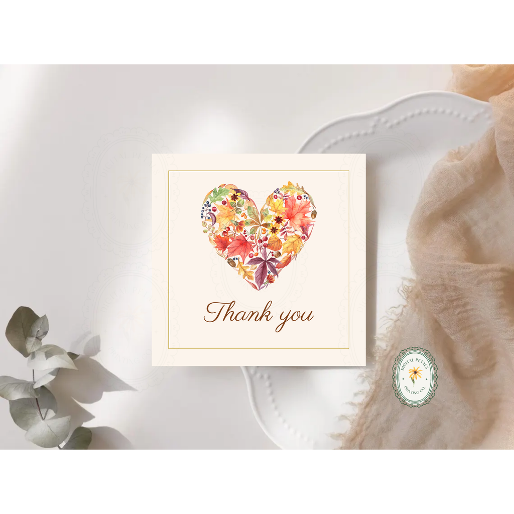 Rustic Fall Heart Thank You Card Template | Editable Canva Digital Download