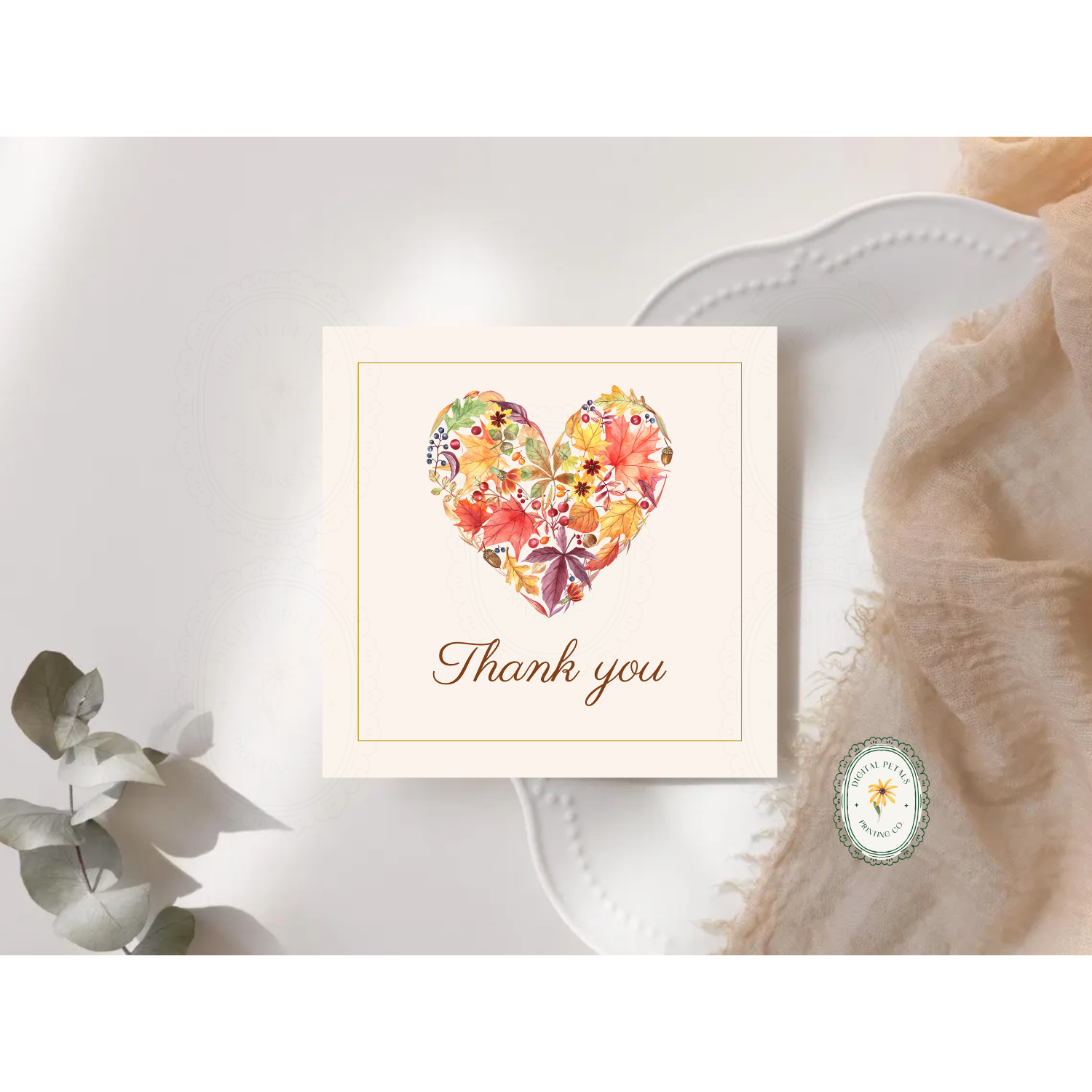 Rustic Fall Thank You Card Template | Editable Canva Digital Download