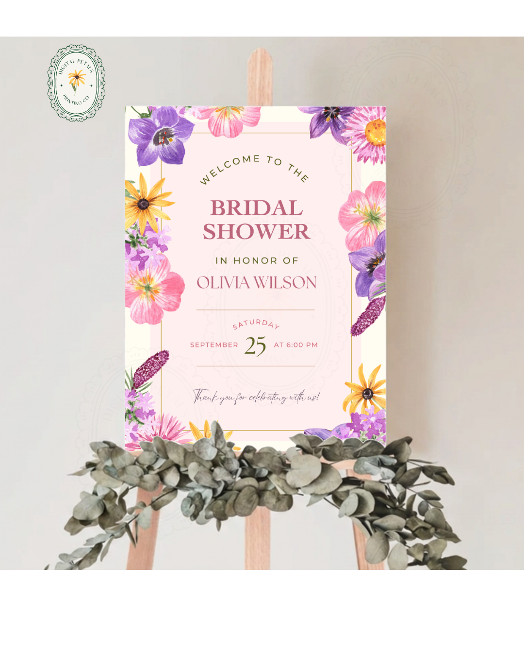 Wildflower Cottagecore Bridal Shower Welcome Sign | Editable Canva Template, Floral Botanical Spring