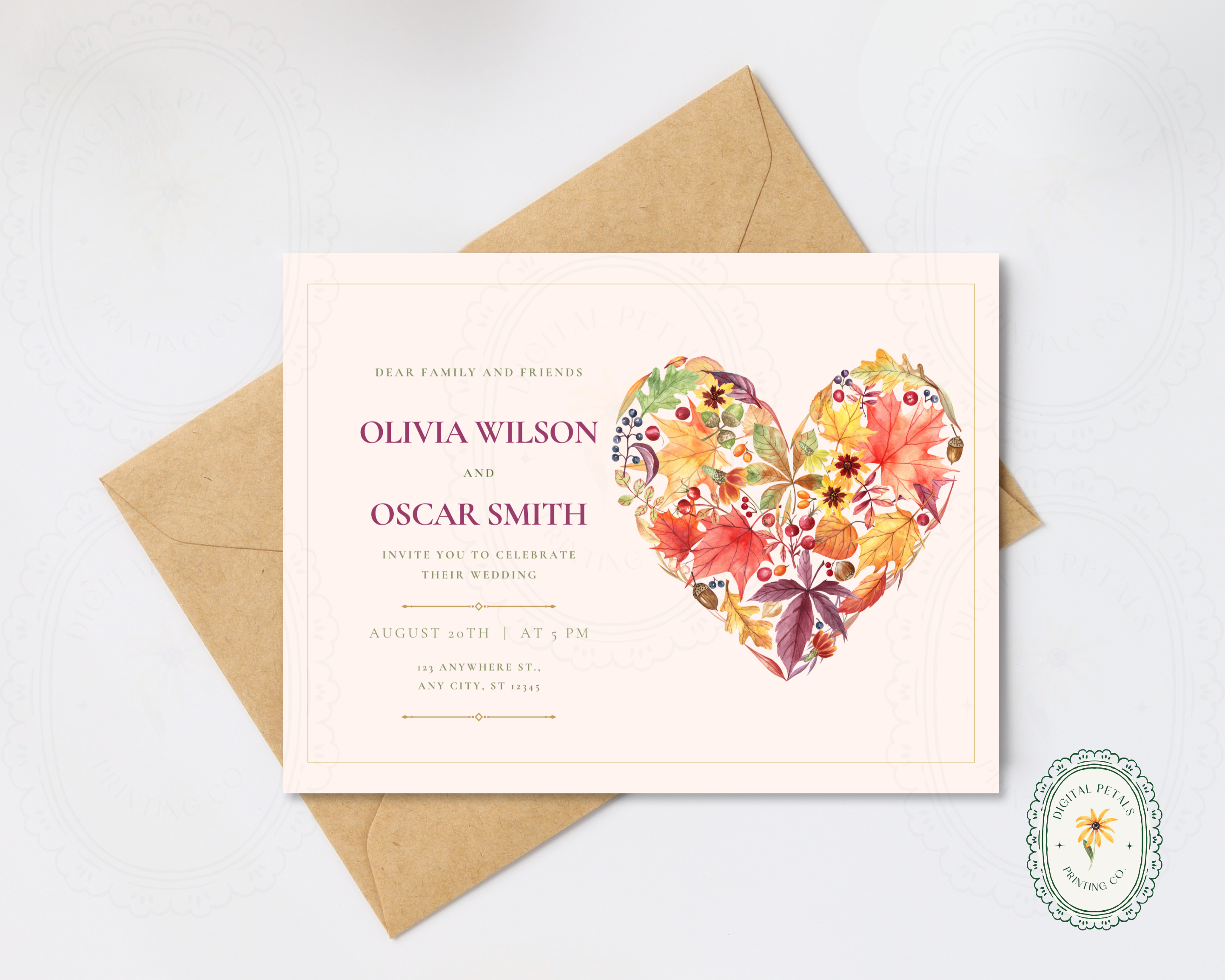 Fall Wedding Invitation Template | Rustic Landscape Digital Download | Canva Editable
