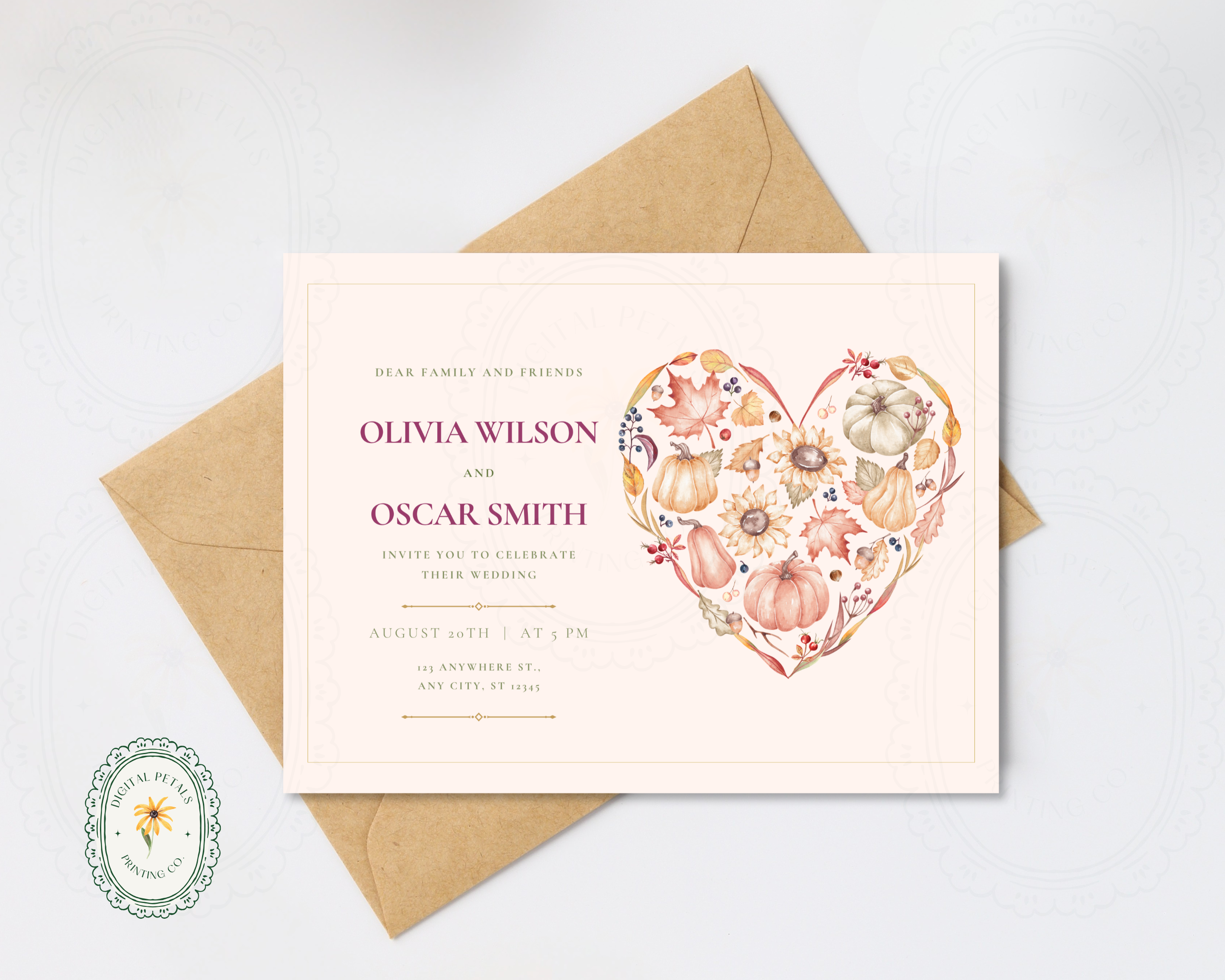 Autumn Wedding Landscape Invitation | Printable Landscape Template | Digital Download
