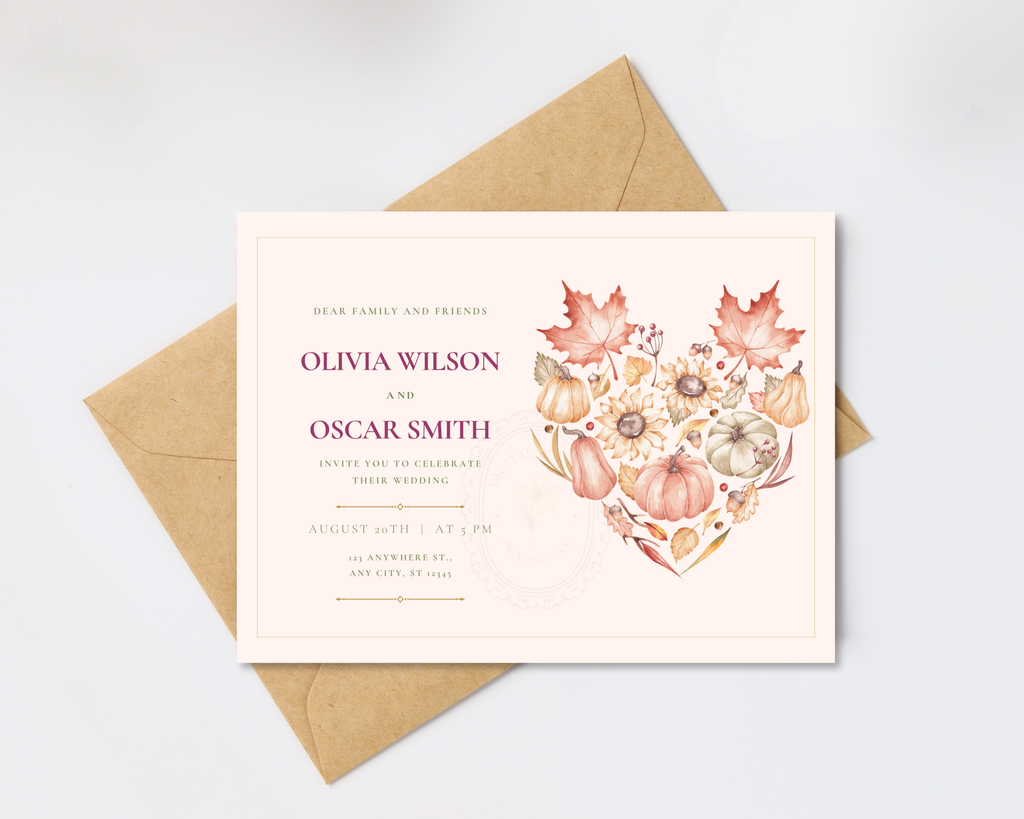 Leaves of Fall Wedding Landscape Invitations | Printable Landscape Template | Digital Download