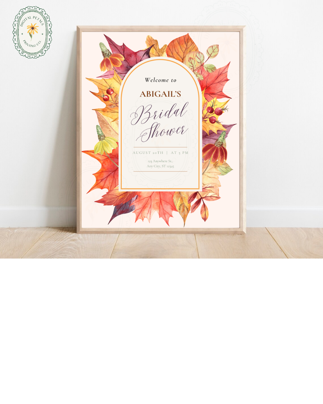 Bridal Shower Welcome Sign Printable | Autumn Harvest Wildflower Boho Bridal Decor | Digital Download