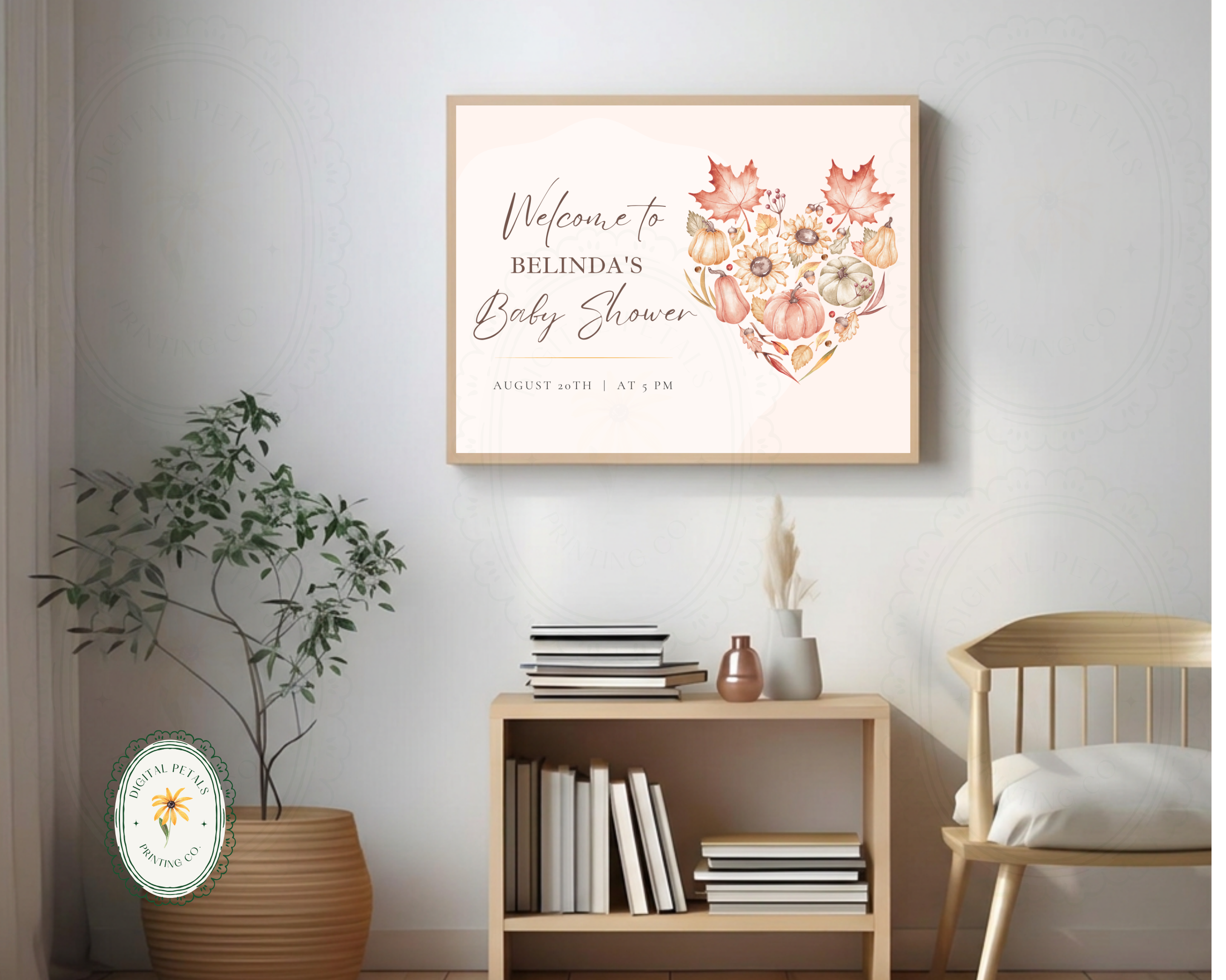 Leaves of Fall Baby Shower Welcome Sign | Autumn Canva Template | Editable Digital Download