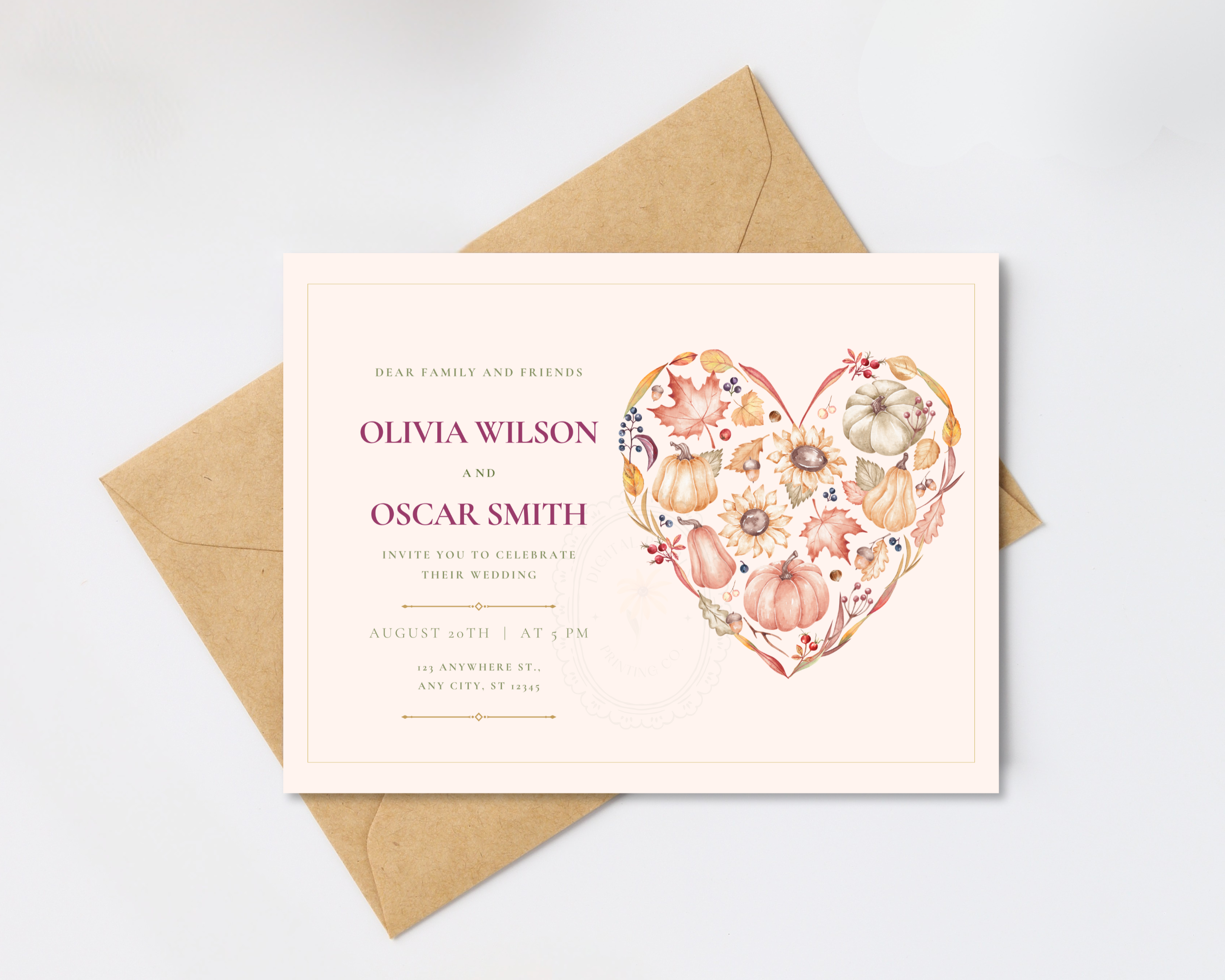 Autumn Wedding Landscape Invitation | Printable Landscape Template | Digital Download