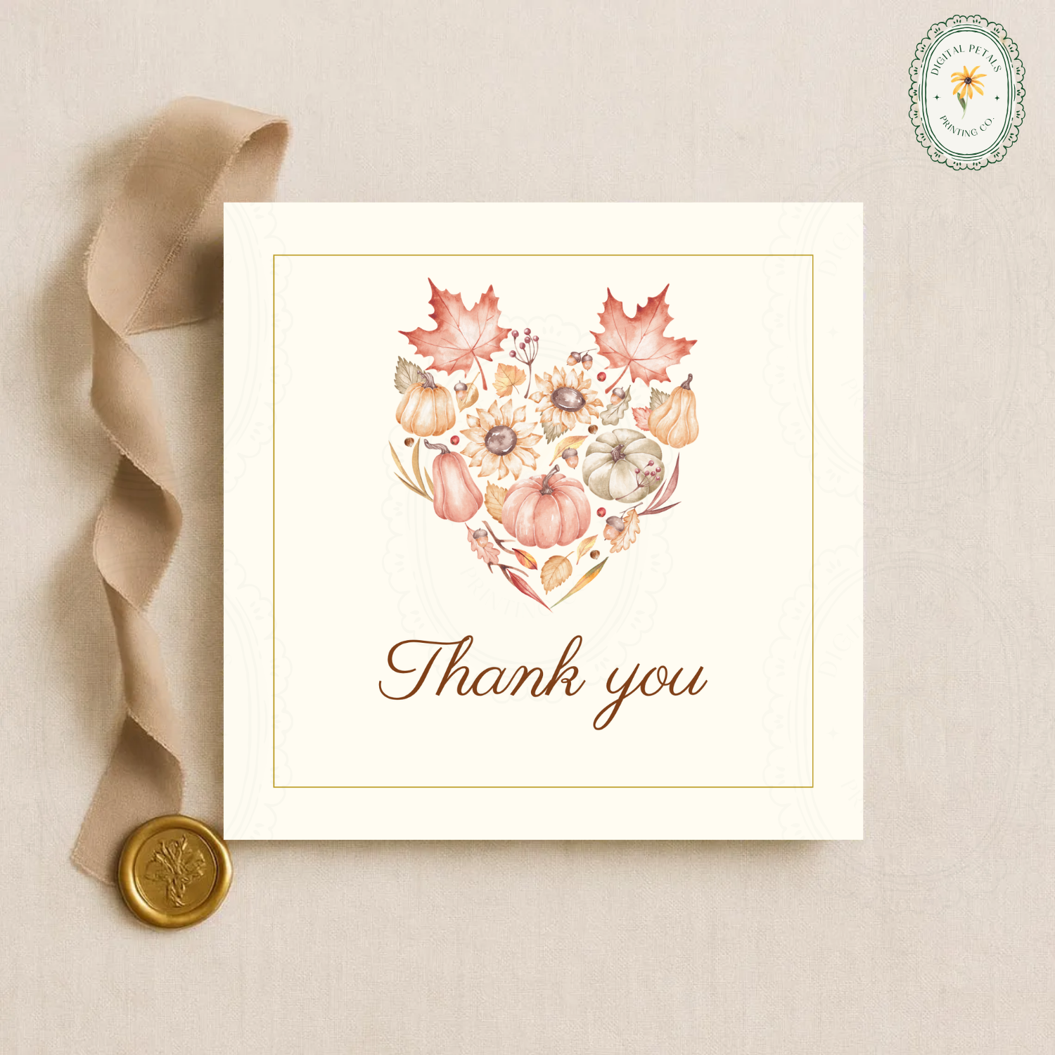 Fall Leaves Thank You Card Template | Editable Canva Digital Download