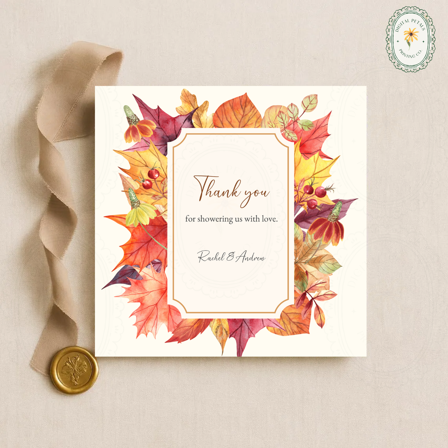 Autumn Harvest Wildflower Thank You Card Template Vol. 2 | Editable Canva Digital Download