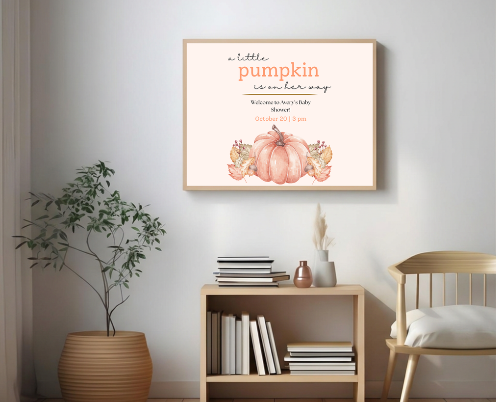 Little Pumpkin Fall Baby Shower Welcome Sign | Editable Canva Template | Digital Download