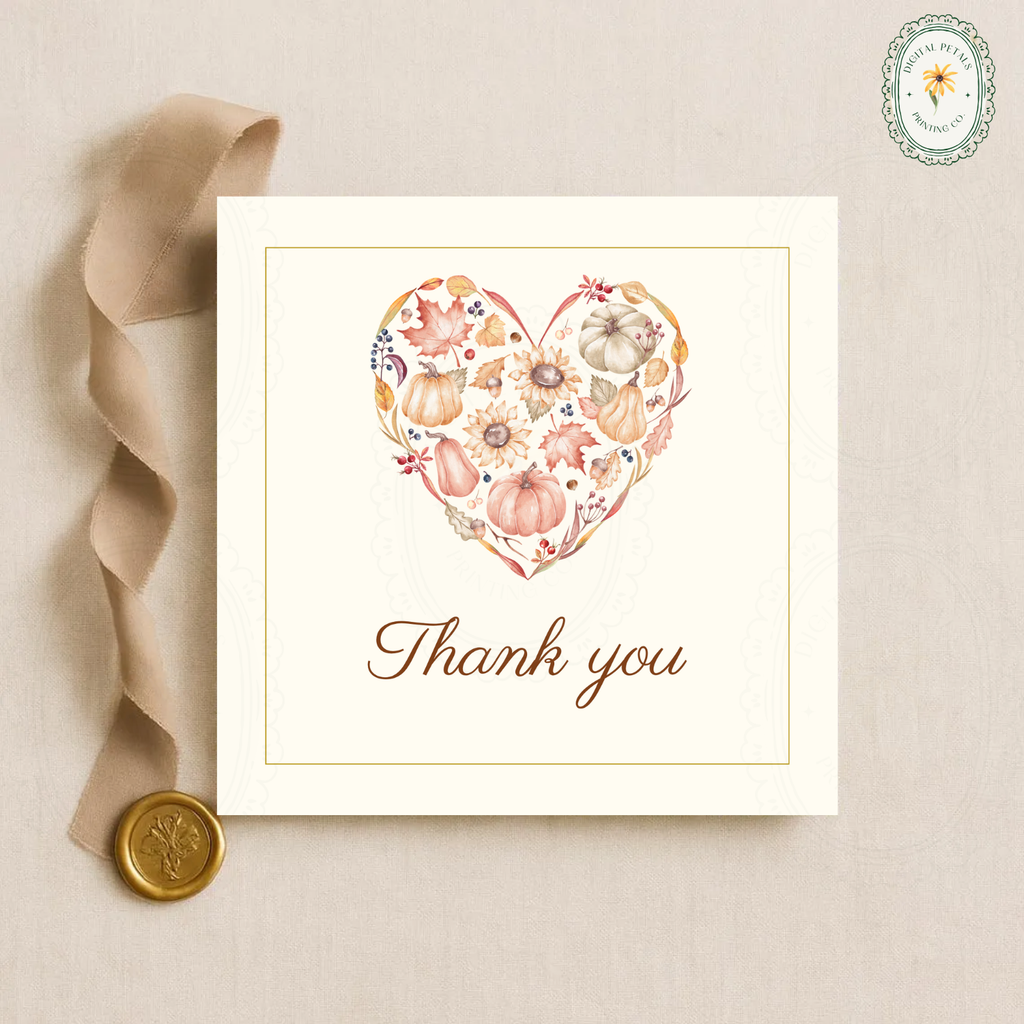 Autumn Heart Thank You Card Template | Editable Canva Digital Download