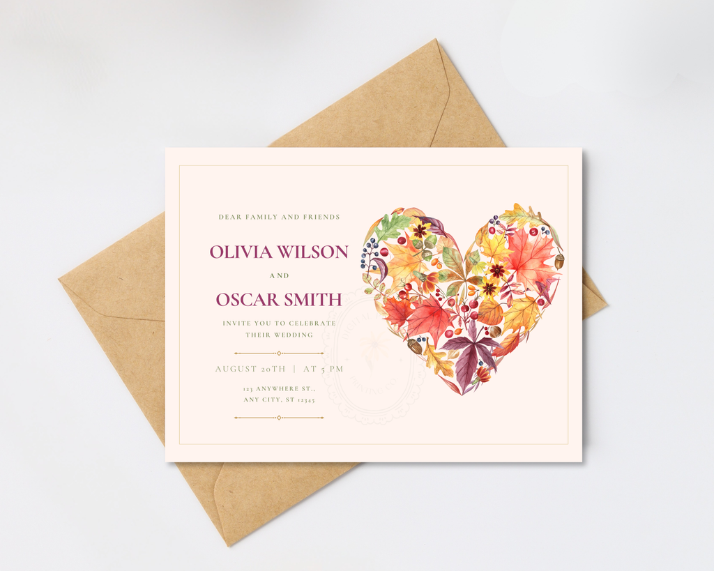 Fall Wedding Invitation Template | Rustic Landscape Digital Download | Canva Editable
