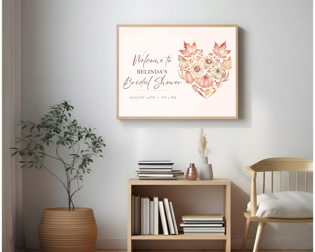 Leaves of Fall Bridal Shower Welcome Sign | Autumn Canva Template | Editable Digital Download