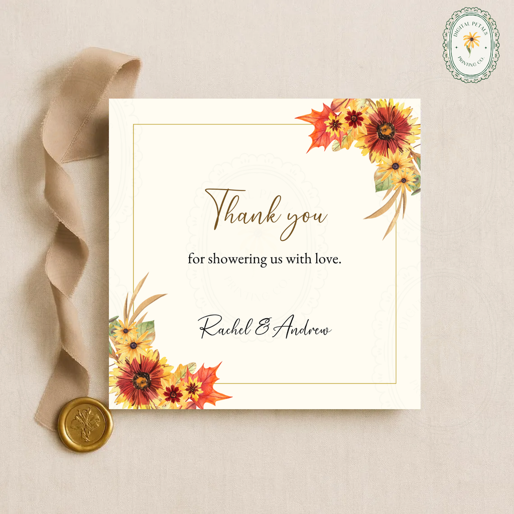 Rustic Fall Wildflower Thank You Card Template | Editable Canva Digital Download