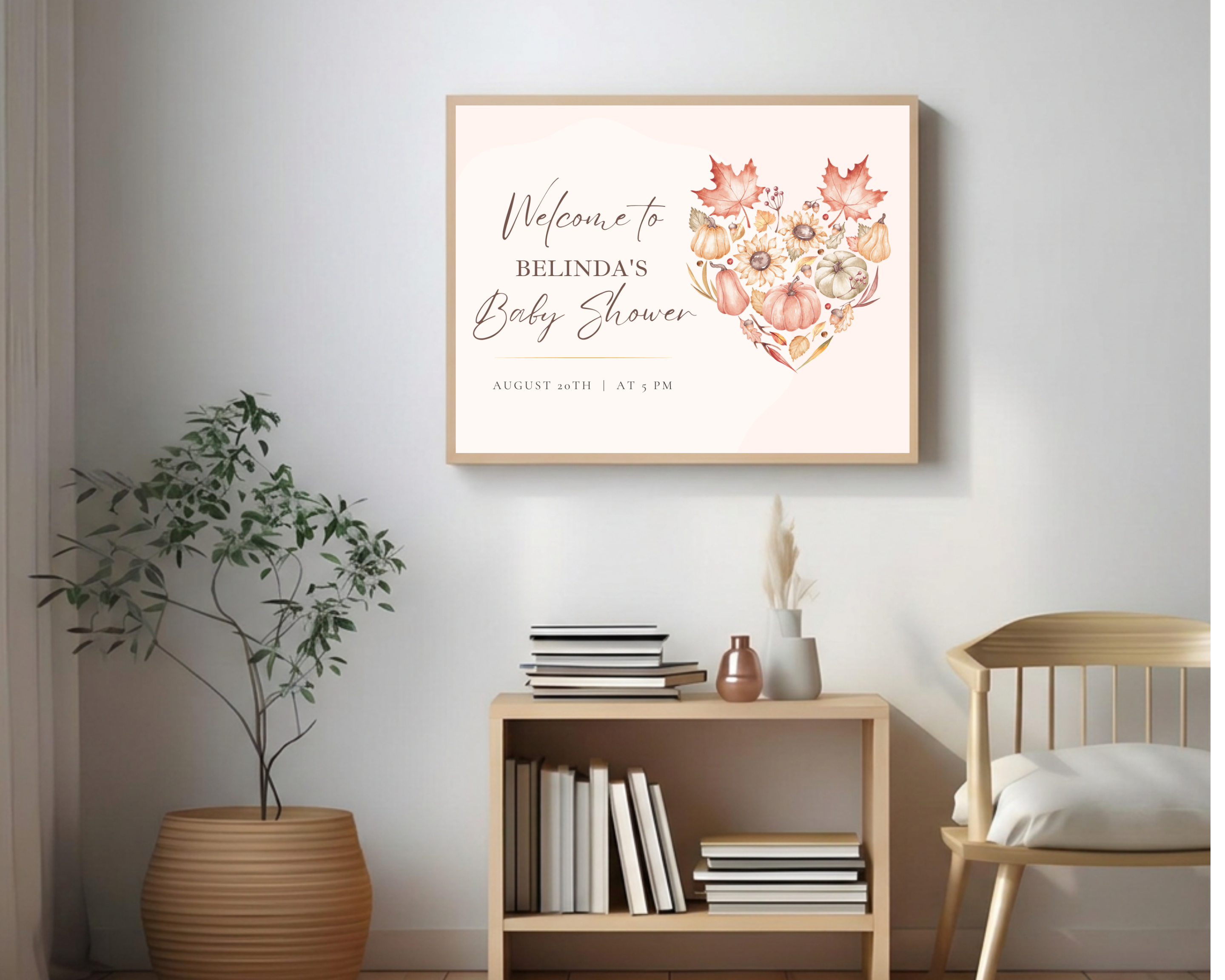 Leaves of Fall Baby Shower Welcome Sign | Autumn Canva Template | Editable Digital Download
