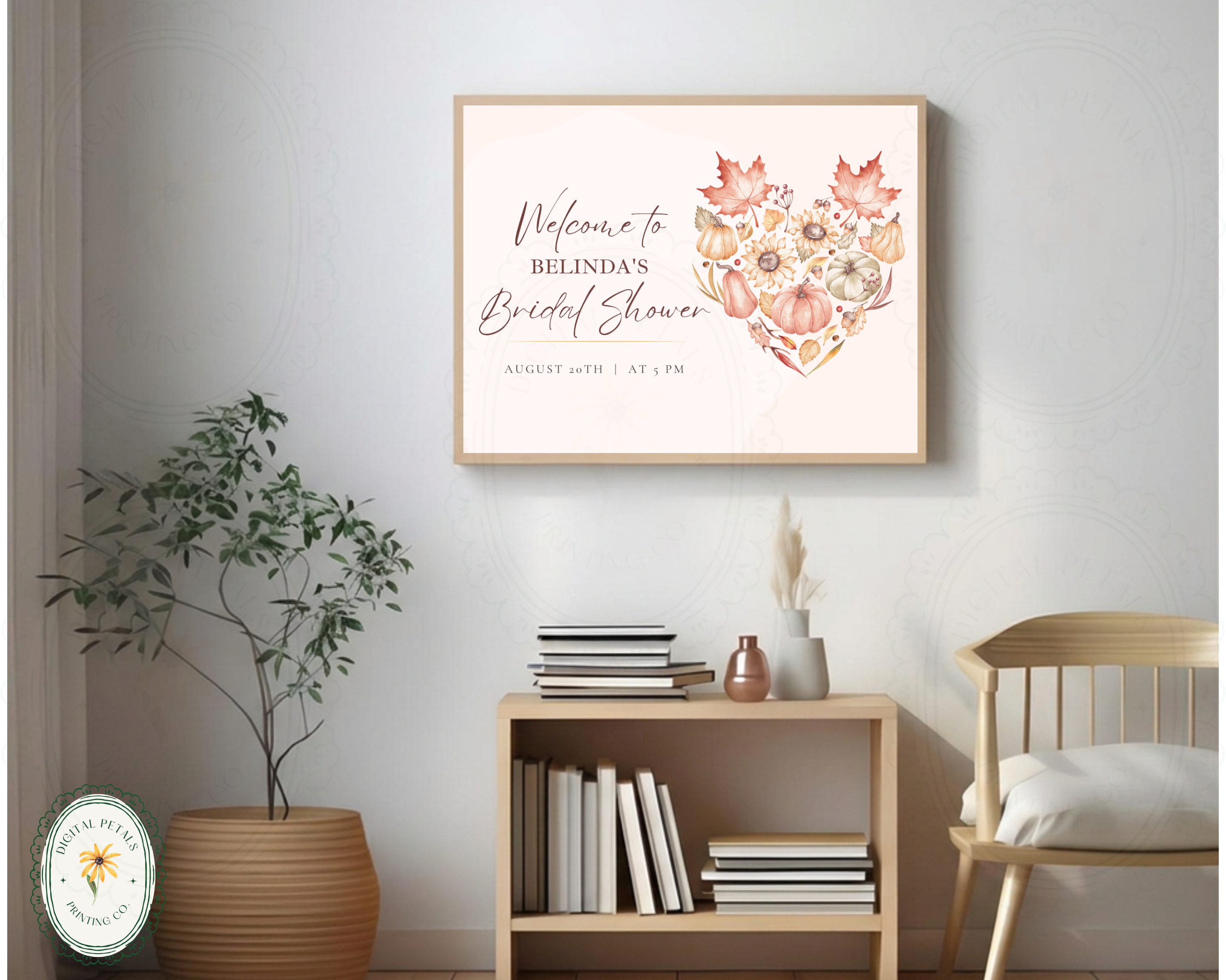 Leaves of Fall Bridal Shower Welcome Sign | Autumn Canva Template | Editable Digital Download