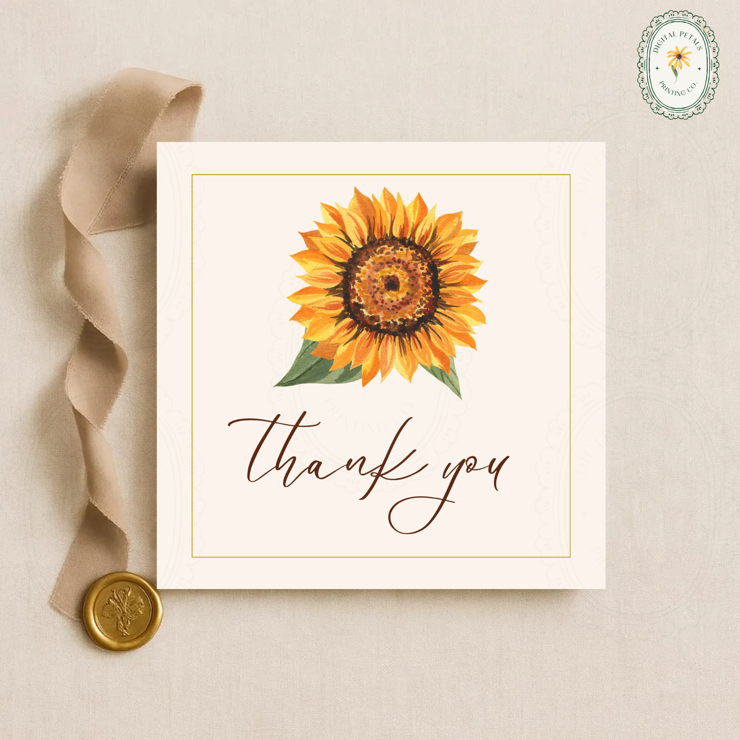 Terracotta Sunflower Thank You Card Template | Editable Canva Digital Download