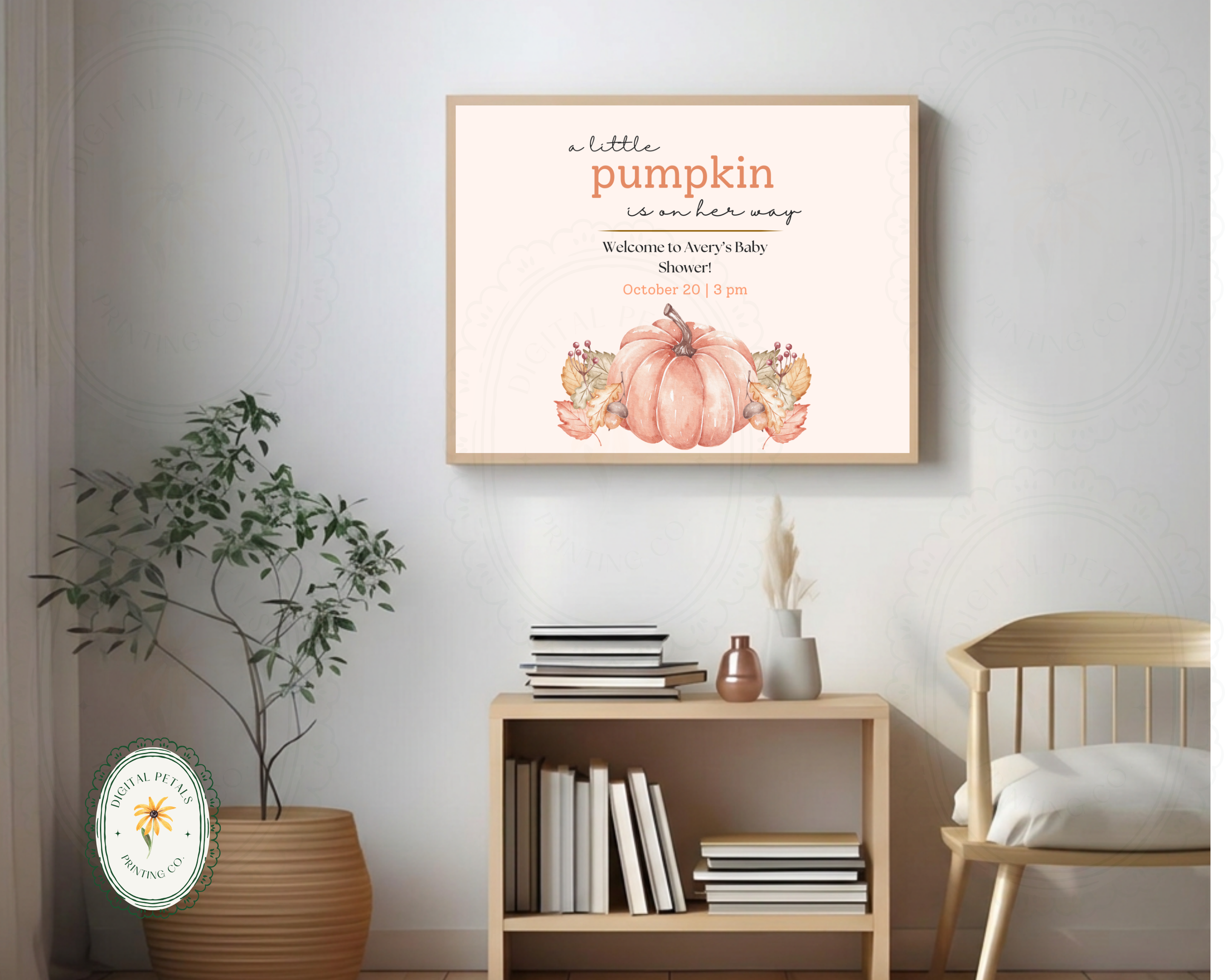 Little Pumpkin Fall Baby Shower Welcome Sign | Editable Canva Template | Digital Download