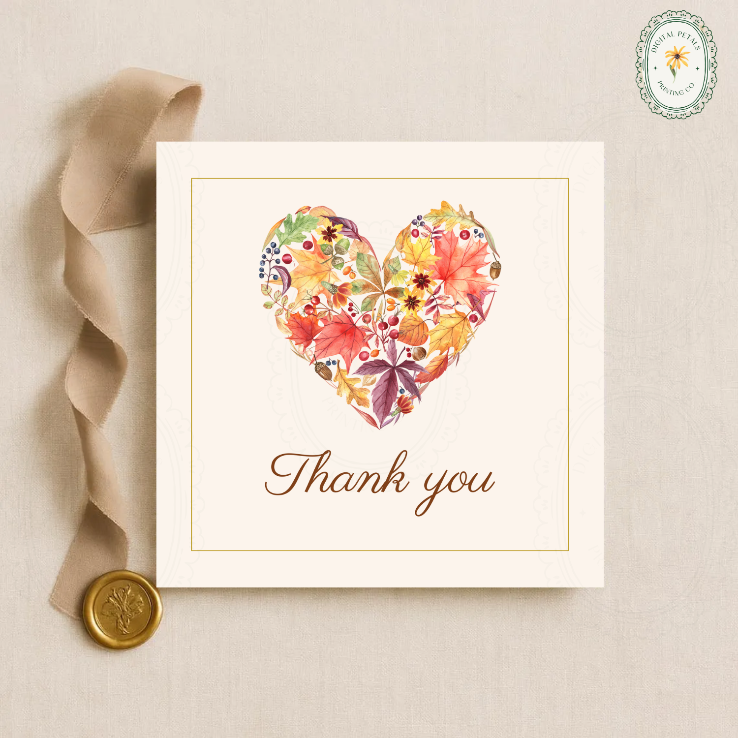 Rustic Fall Thank You Card Template | Editable Canva Digital Download