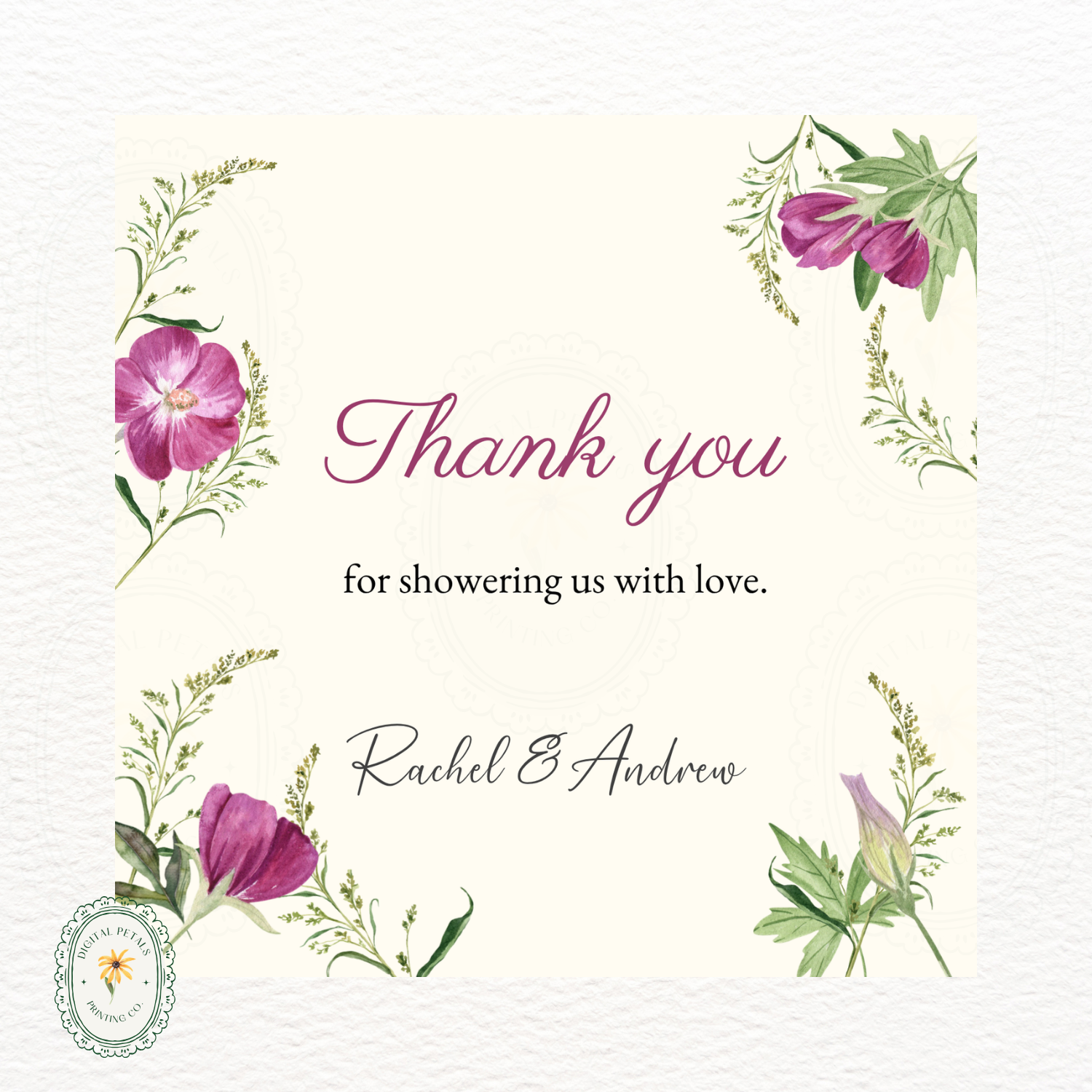 Lavender & Lilac Wildflower Thank You Card Template | Editable Canva Digital Download