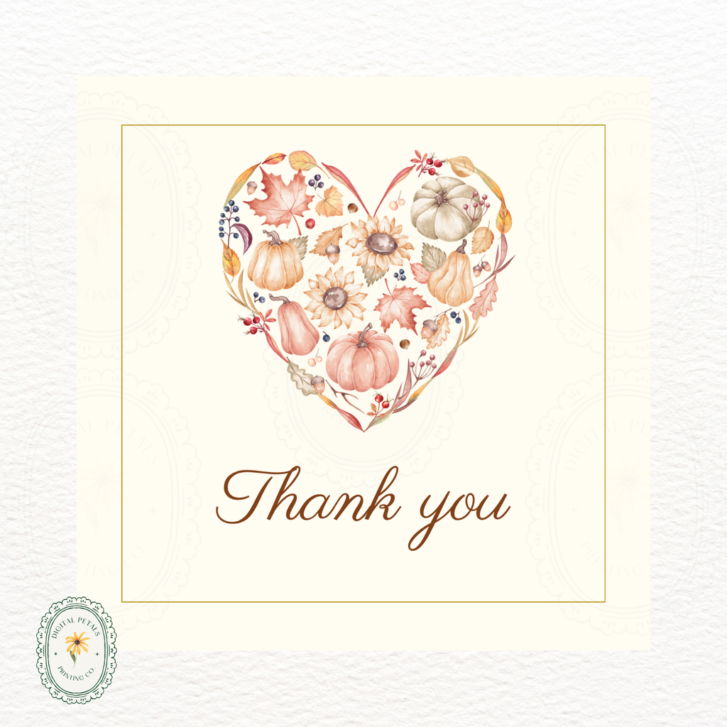 Autumn Heart Thank You Card Template | Editable Canva Digital Download