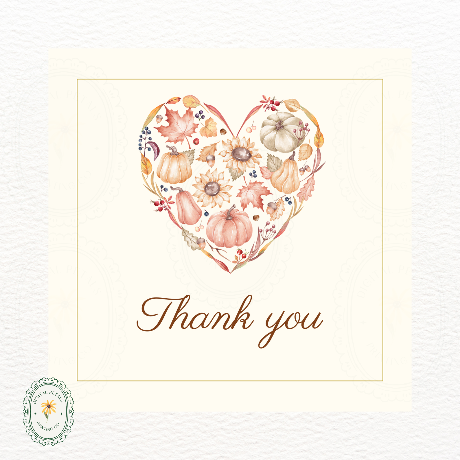 Autumn Heart Thank You Card Template | Editable Canva Digital Download