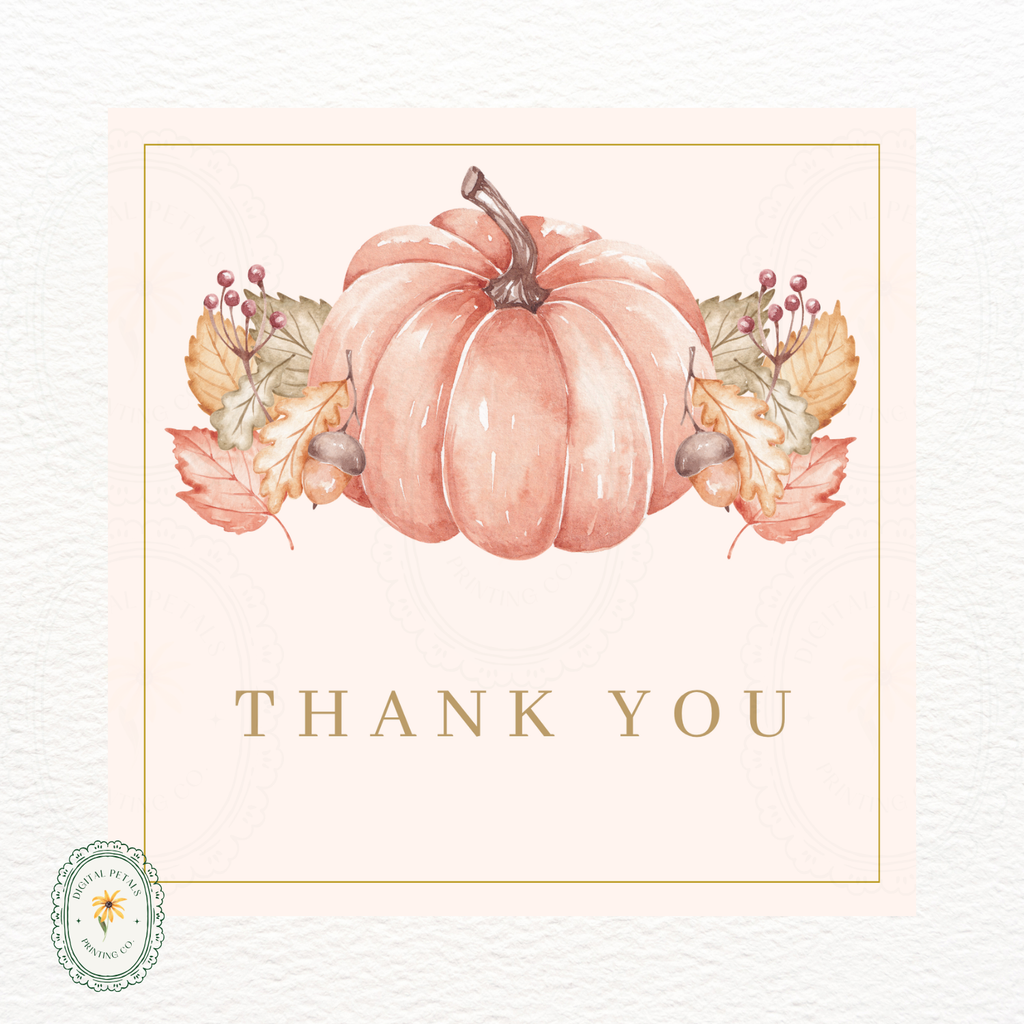 Pumpkin Thank You Card Template | Editable Canva Digital Download