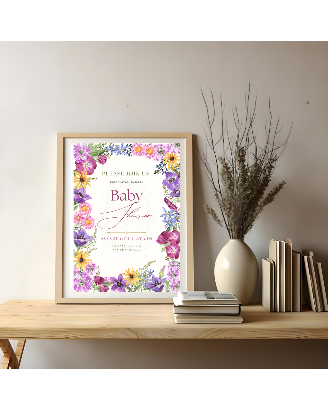 Wildflower Baby Shower Invitation | Printable Floral Invite | Digital Download