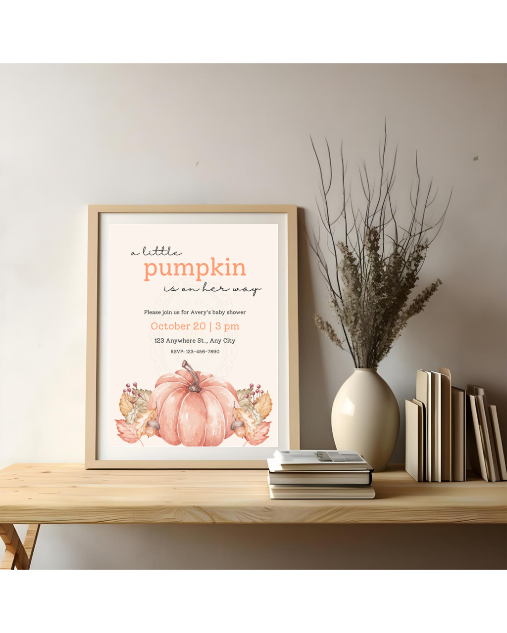 Fall Pumpkin Baby Shower Invitation | Printable Invite | Digital Download